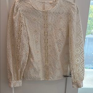 Sezane Cream Lace Blouse